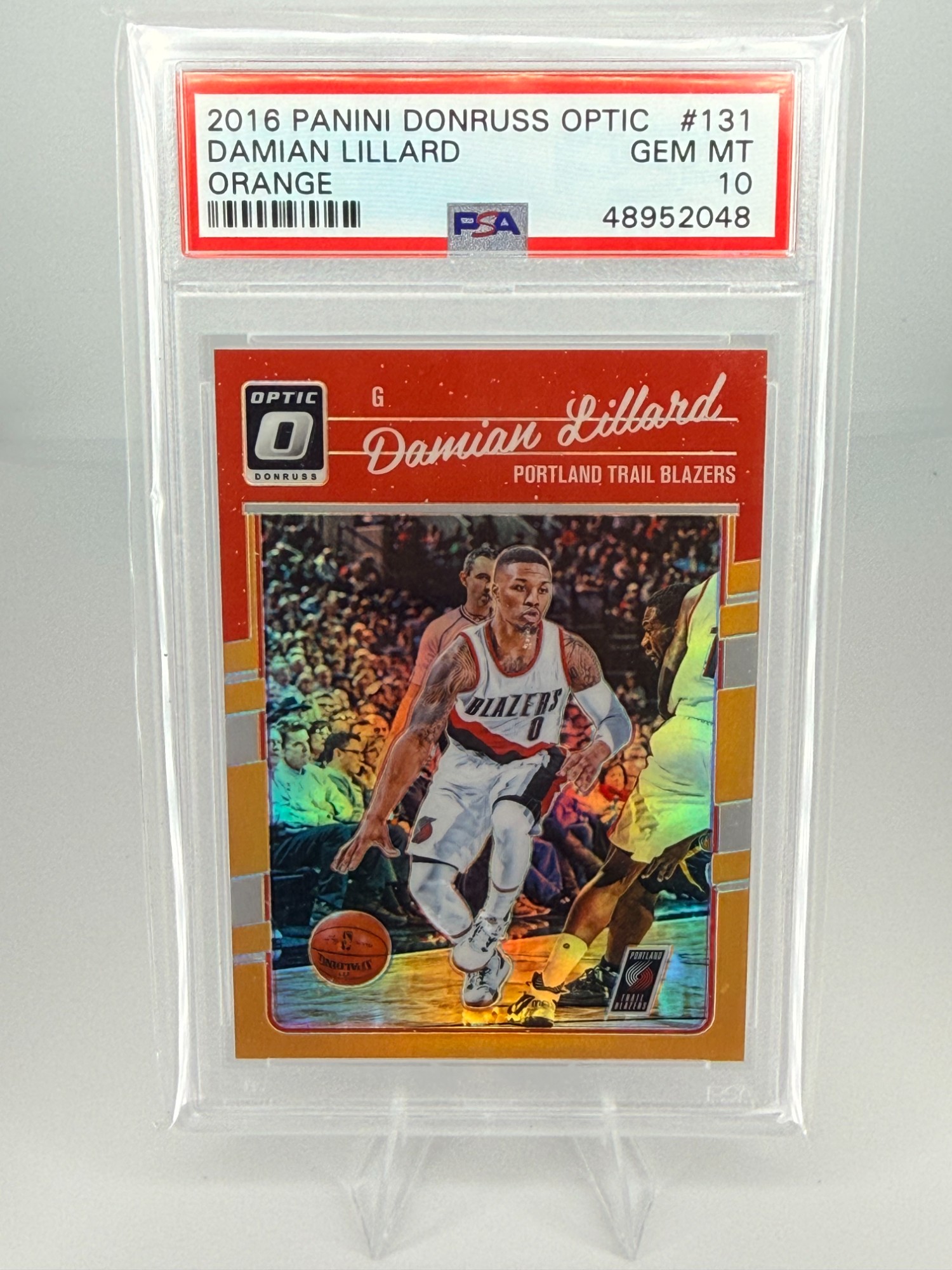 2016 Panini Donruss Optic Damian Lillard #131 Orange 124/199 PSA 10