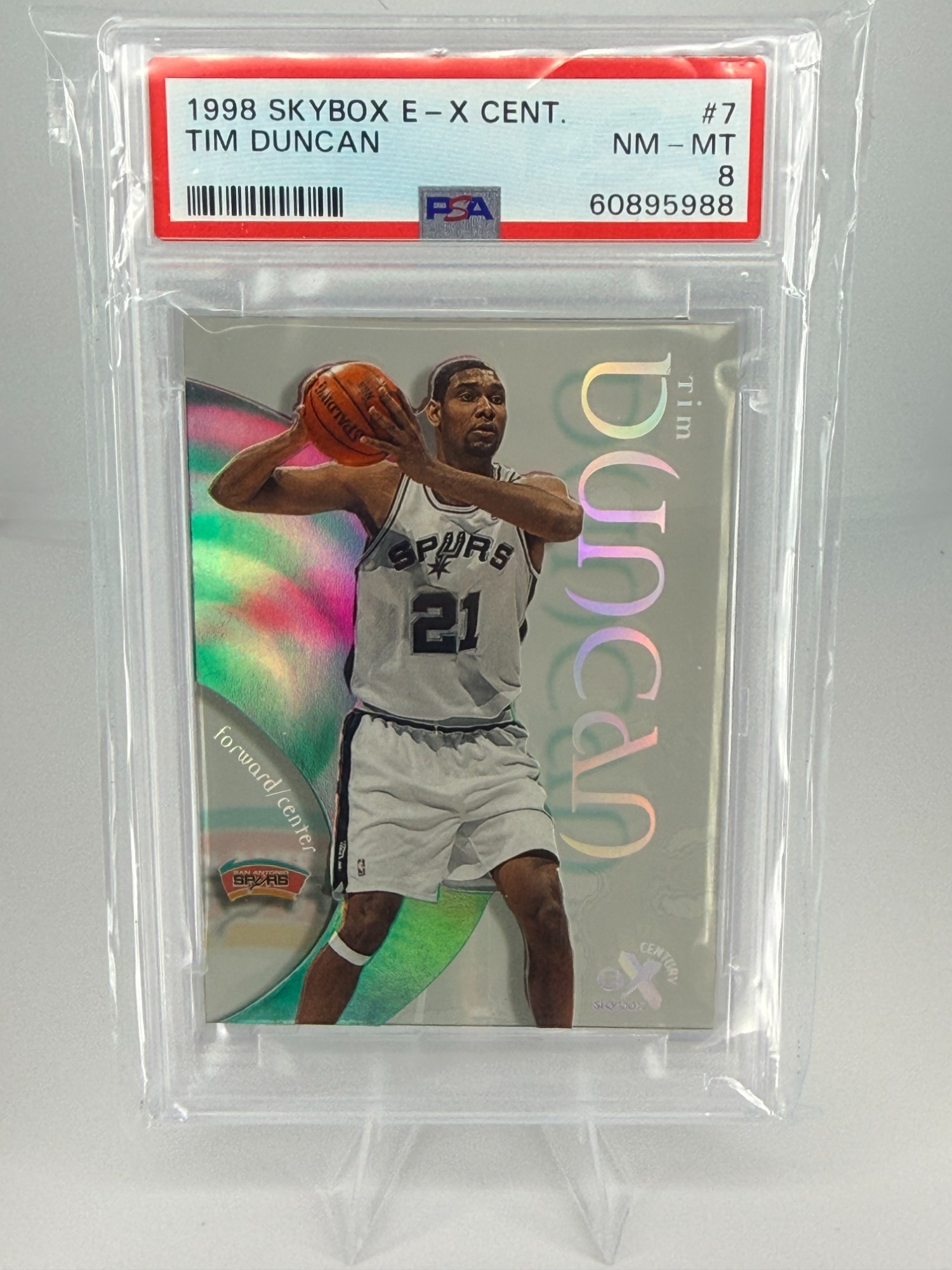 1998 SkyBox E-X Century Tim Duncan #7 PSA 8